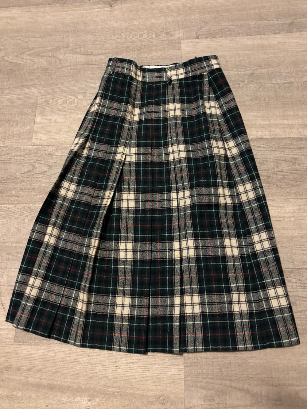 VTG Christmas skirt Womens Sz S Green Tweed Wool Traditional Holiday Classic